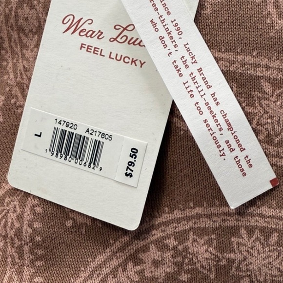 Lucky Brand Womens Paisley Fleece‎ Sweatshirt Mauve Pink Crewneck A217605 NWT L - Picture 5 of 10